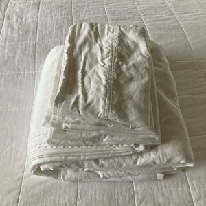 Pottery Barn White Cotton Sheets with Textural Detail